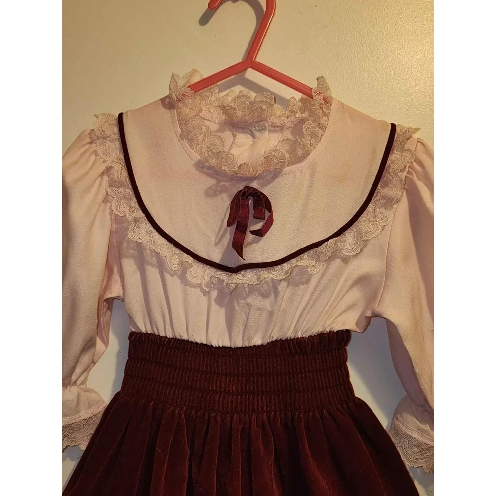 Vintage 80's Elm Hill Prairie Dress - Lace Trim Girls Size 5 - Picture 7 of 15